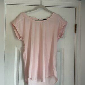 Women’s Express Pink Short Sleeve Blouse Medium Zipper Suit Layering Shell